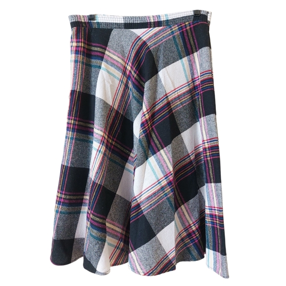 Kayu Dresses & Skirts - Vintage 80s Plaid Multicolor Pink Black Yellow A-Line Circle Midi Skirt